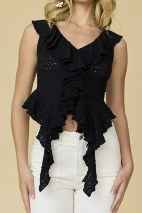 Leilani V-Neck Ruffle Lace Top