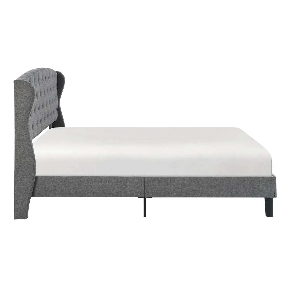 Light Grey Queen Upholstered Bed with Diamond Tuft Headboard