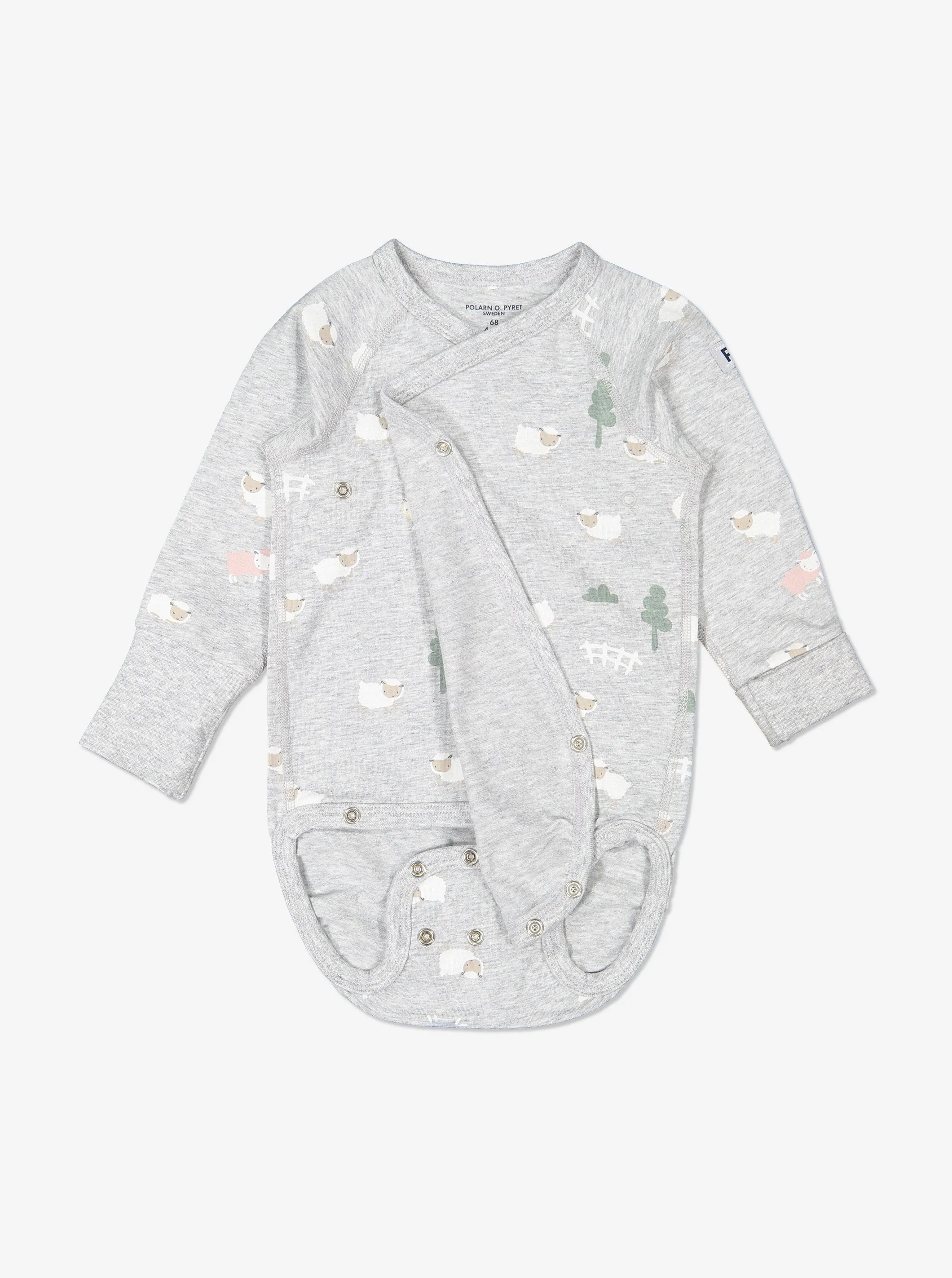 Little Lamb Print Wraparound Babygrow