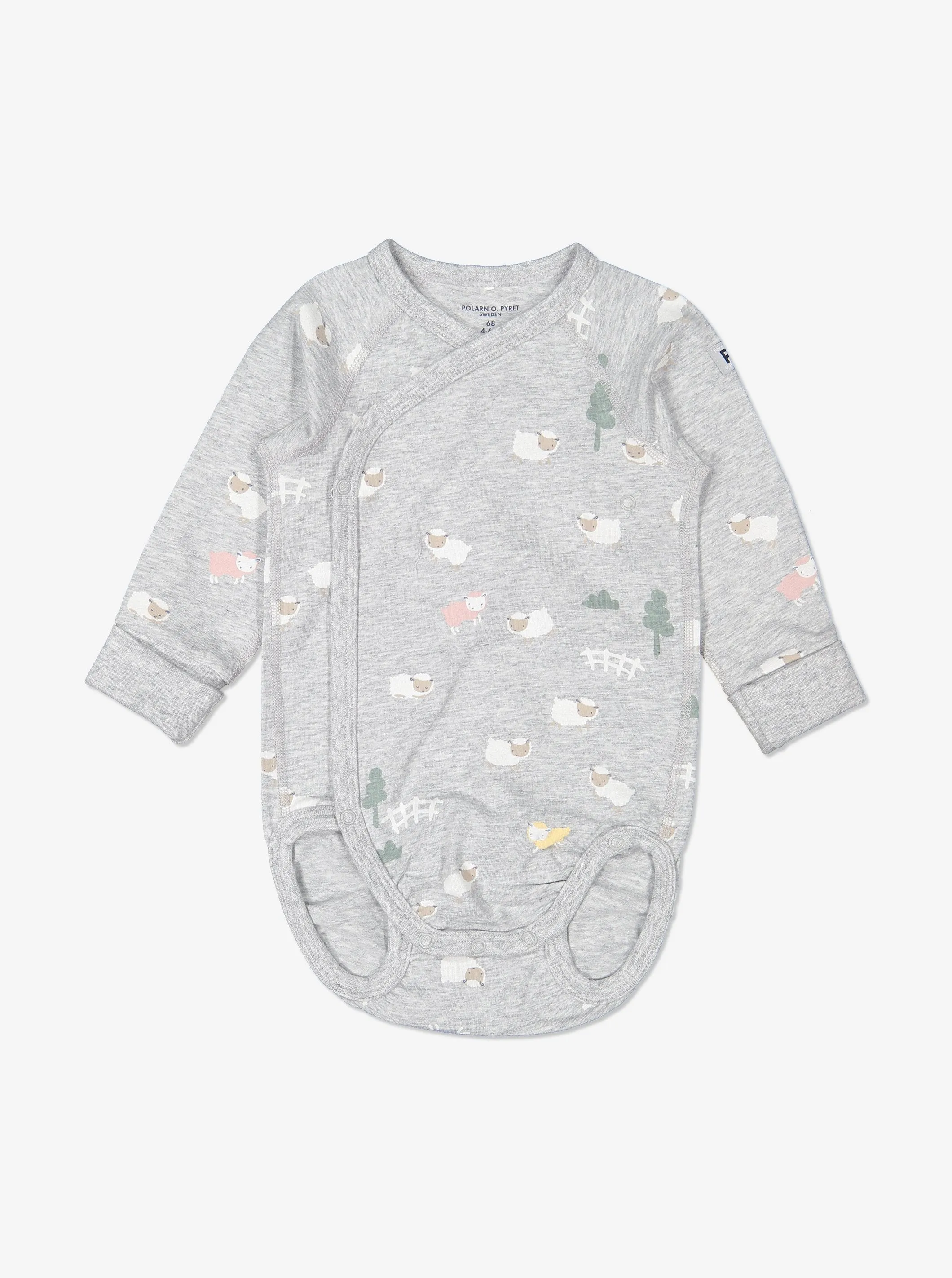 Little Lamb Print Wraparound Babygrow