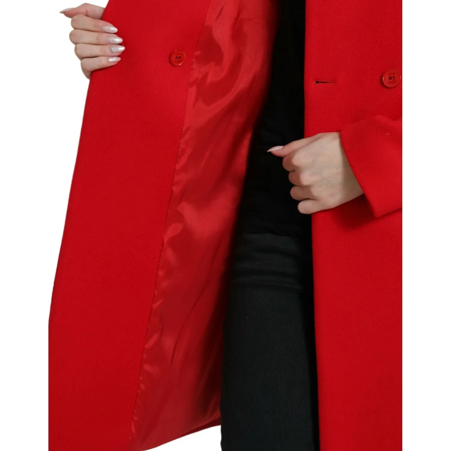 Liu Jo Elegant Red Double Breasted Long Coat