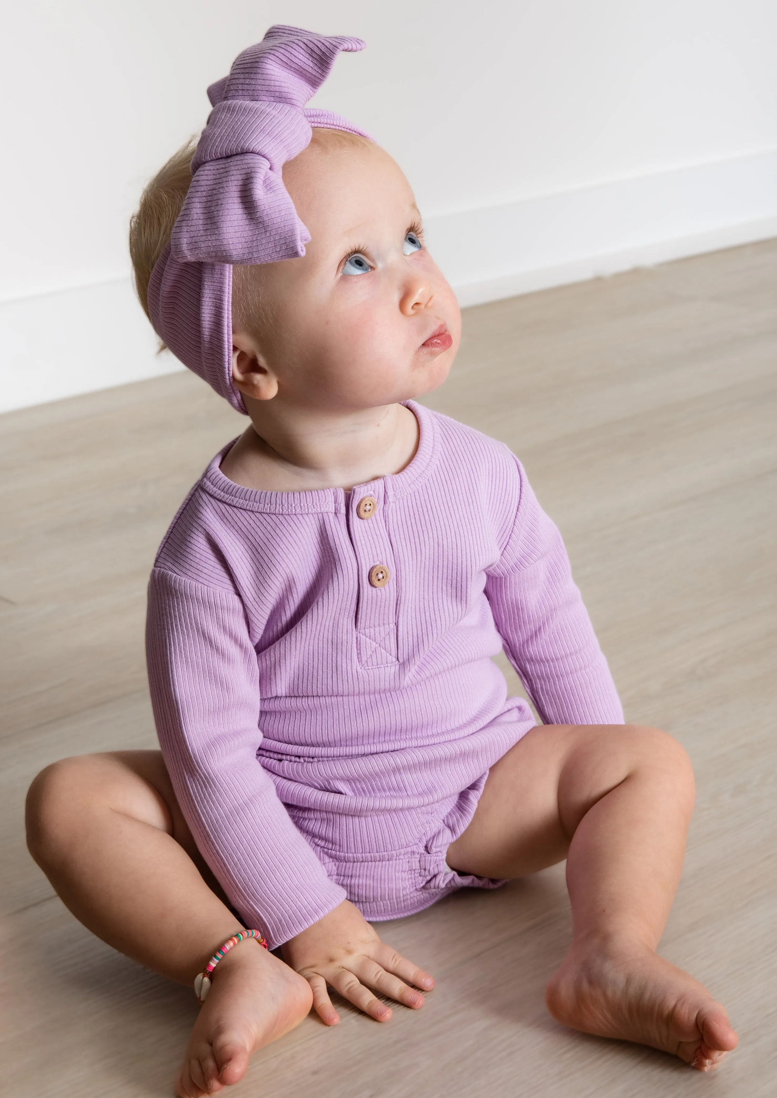 Long Sleeve Henley Bodysuit - GRAPE