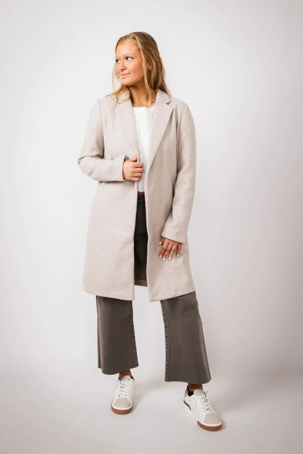 Love Tree Long Coat for Women in Oatmeal | J8195-OATMEAL