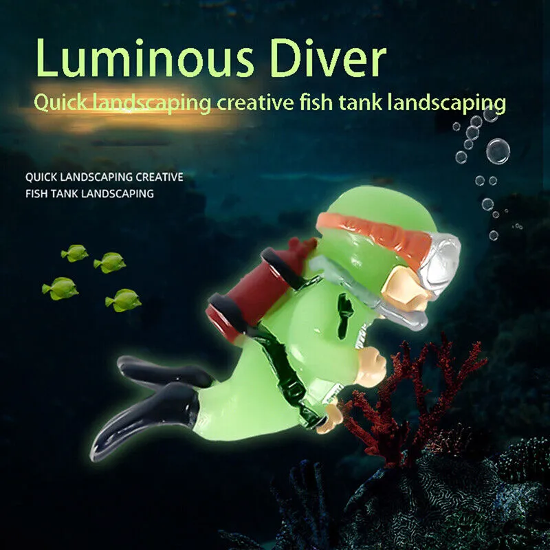 Luminous Diver Micro Fish Tank Aquarium Ornament 2pack