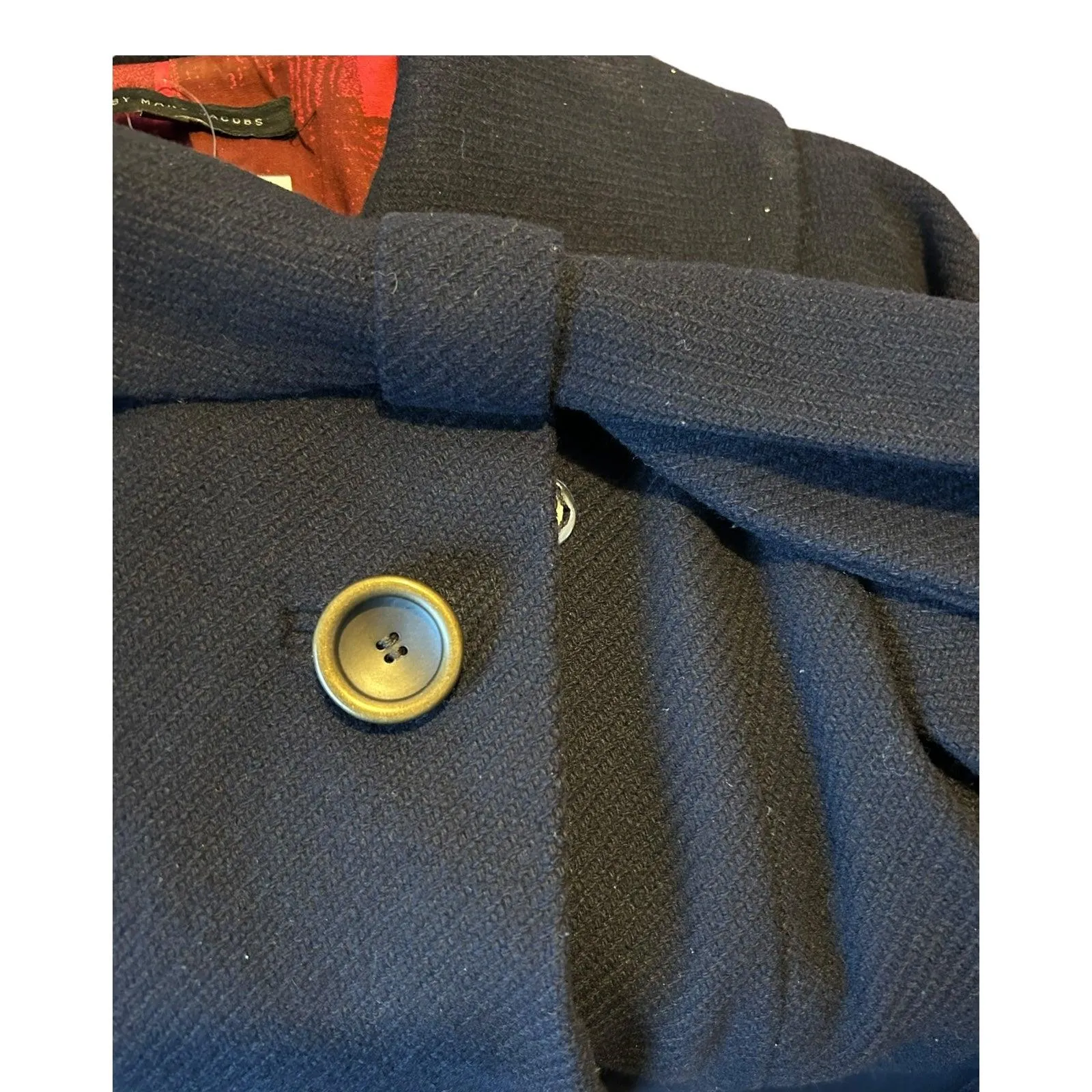 Marc Jacobs Wool Navy Long Sleeved Coat UK Size 10.