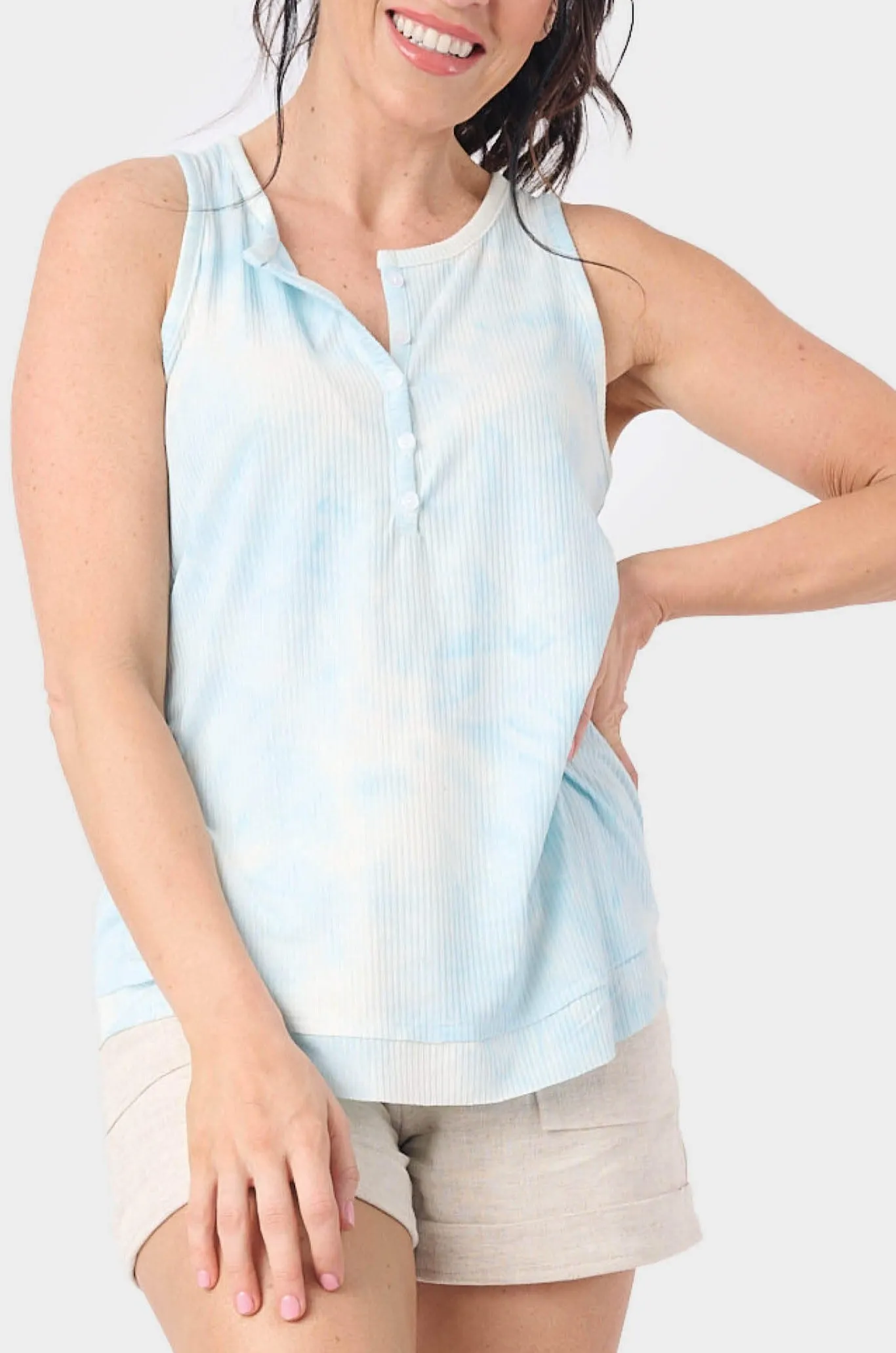 Marina Time Ribbed Henley Tank