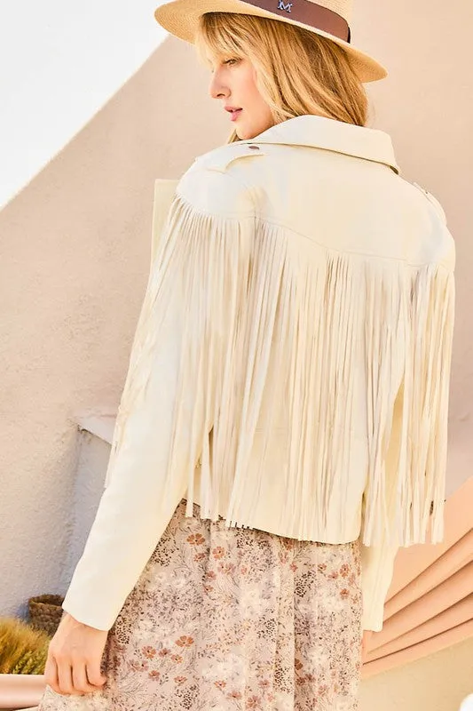 Maris Vegan Leather Fringe Jacket