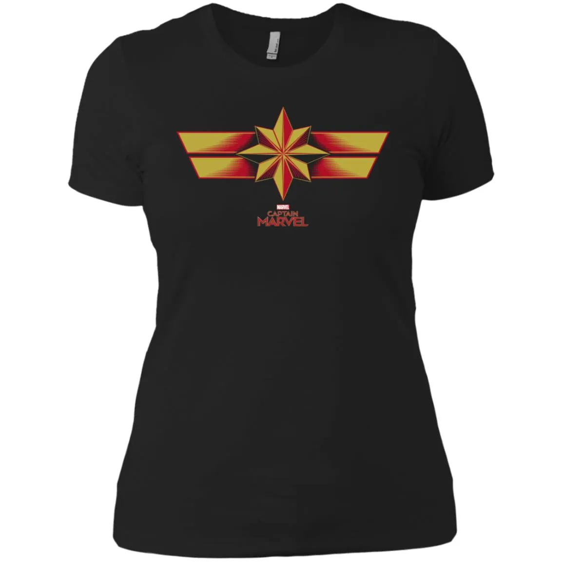 Marvel Captain Marvel Retro Red Yellow Logo Women Cotton T-Shirt