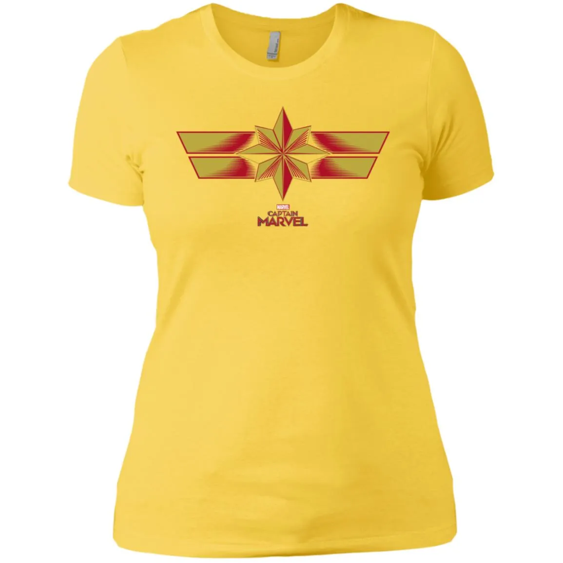 Marvel Captain Marvel Retro Red Yellow Logo Women Cotton T-Shirt