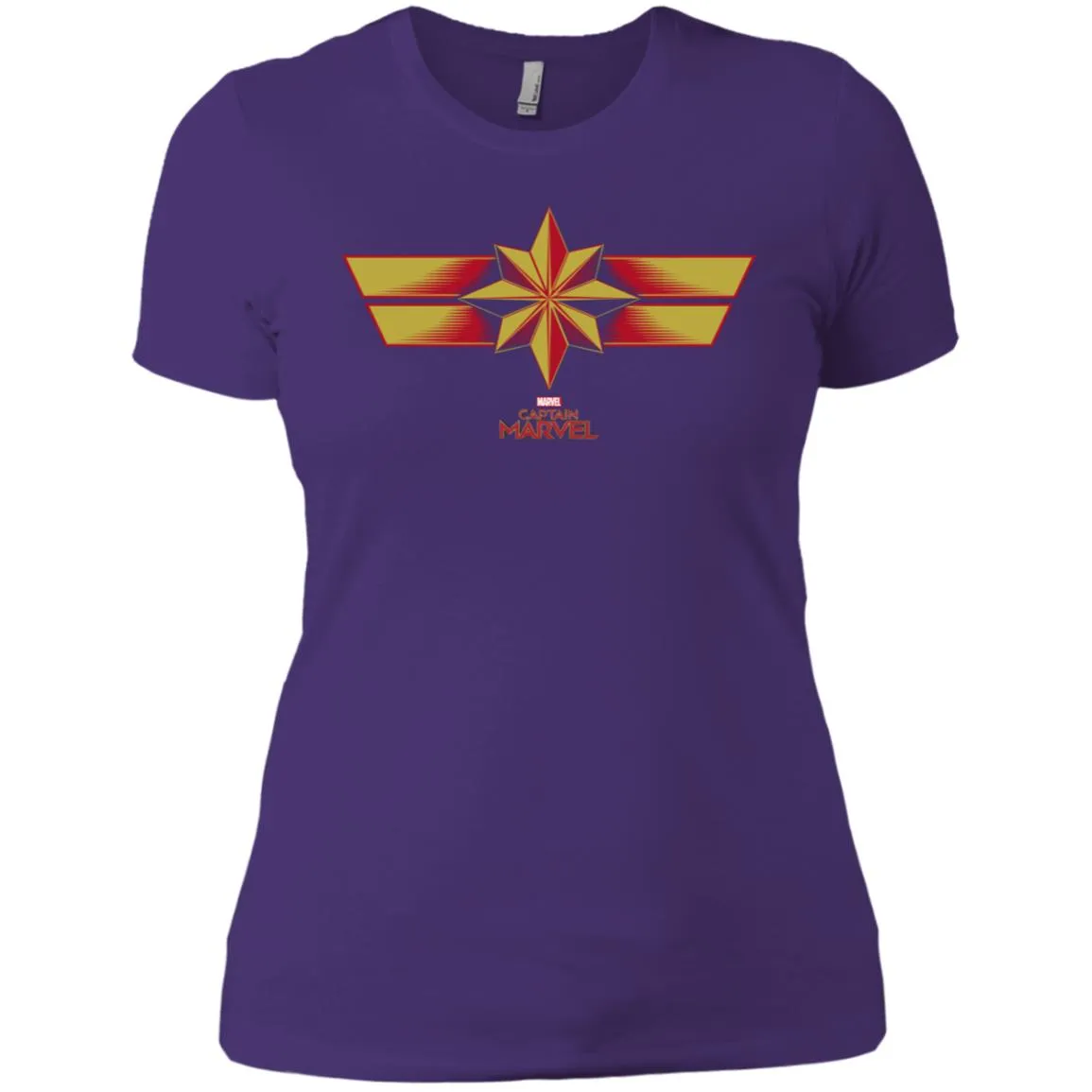 Marvel Captain Marvel Retro Red Yellow Logo Women Cotton T-Shirt