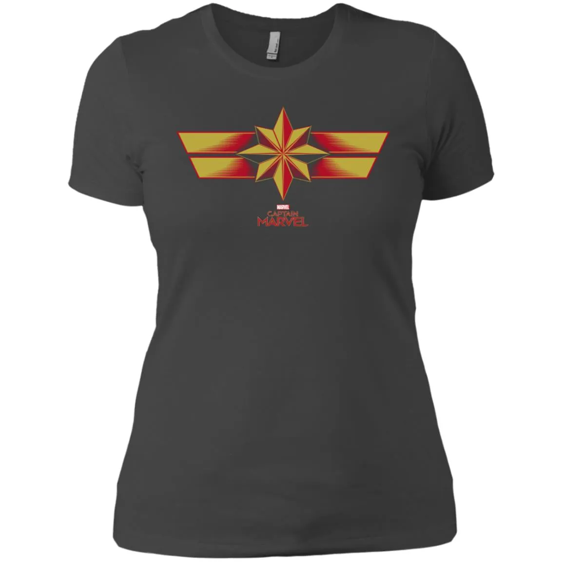 Marvel Captain Marvel Retro Red Yellow Logo Women Cotton T-Shirt