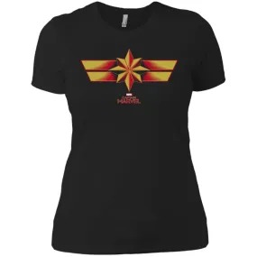 Marvel Captain Marvel Retro Red Yellow Logo Women Cotton T-Shirt