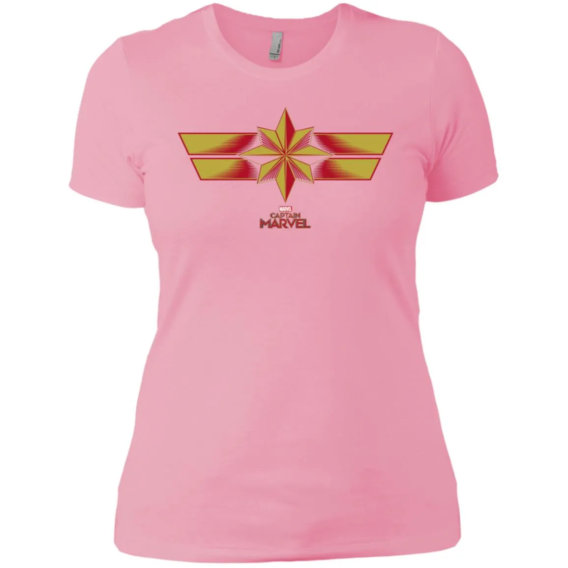 Marvel Captain Marvel Retro Red Yellow Logo Women Cotton T-Shirt