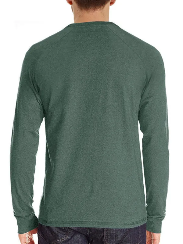 Men Casual Button Henley Long Sleeve