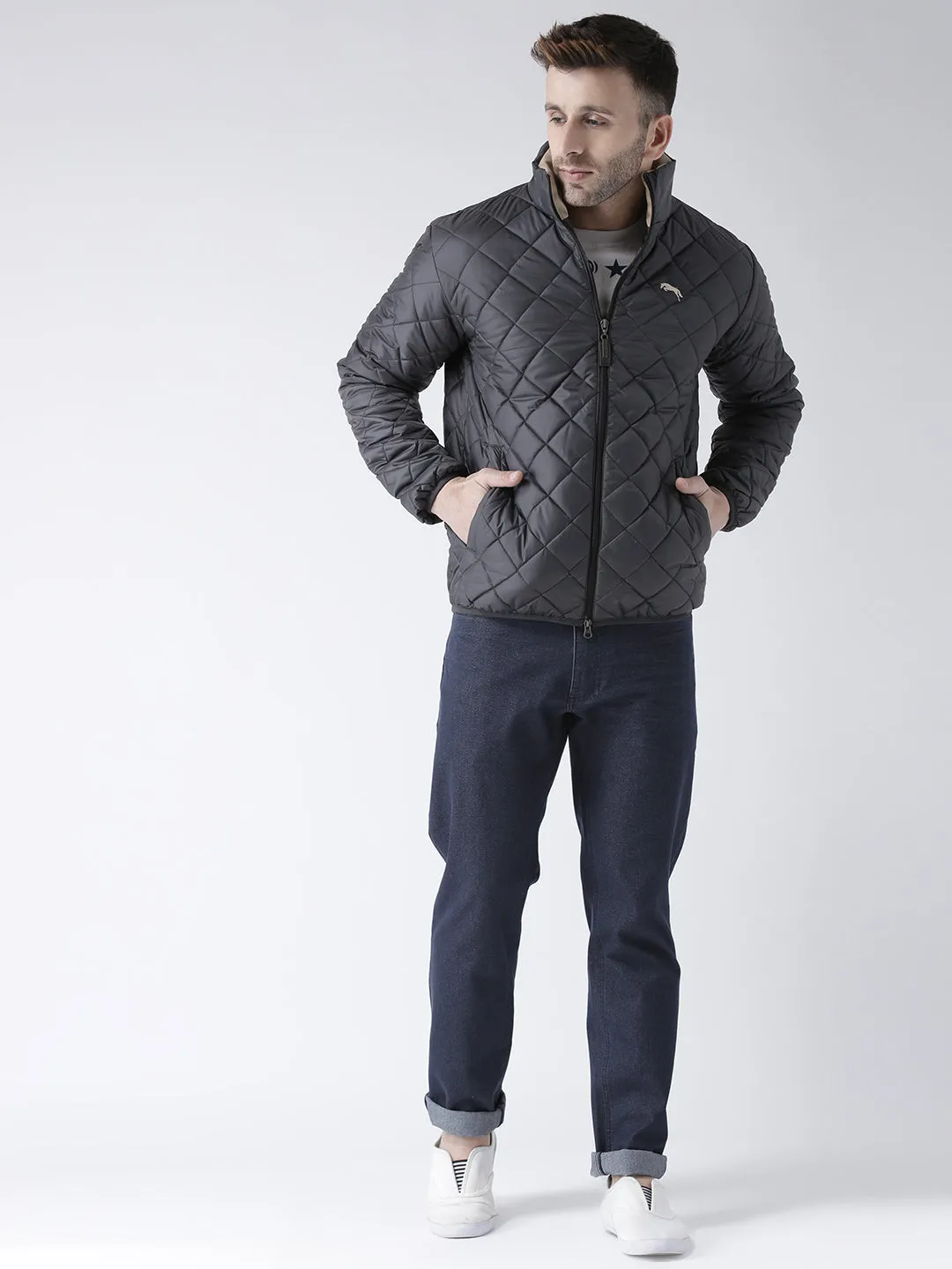 Men Solid Casual Padded Jacket