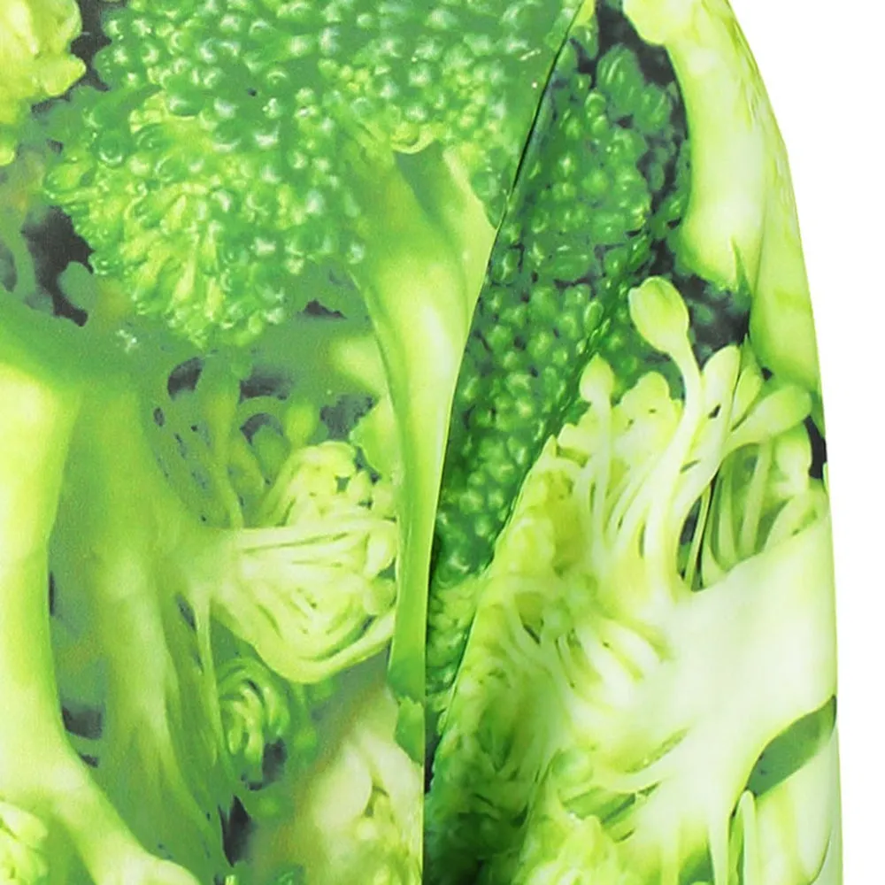 Men's Drawstring Neck Broccoli Print Hoodie