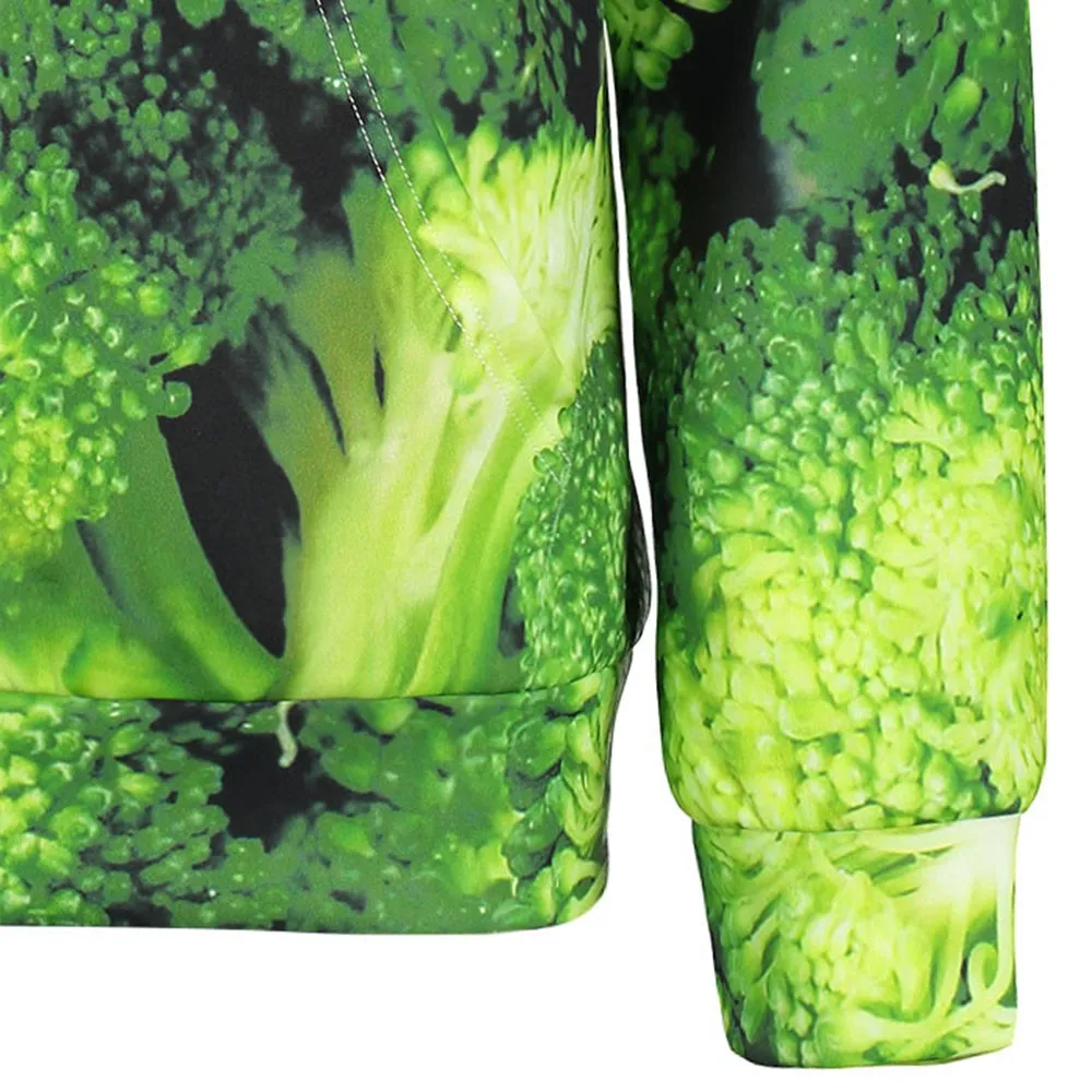 Men's Drawstring Neck Broccoli Print Hoodie