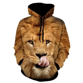 Men's Fashion Lion Patterned 3D Animal Hoodie