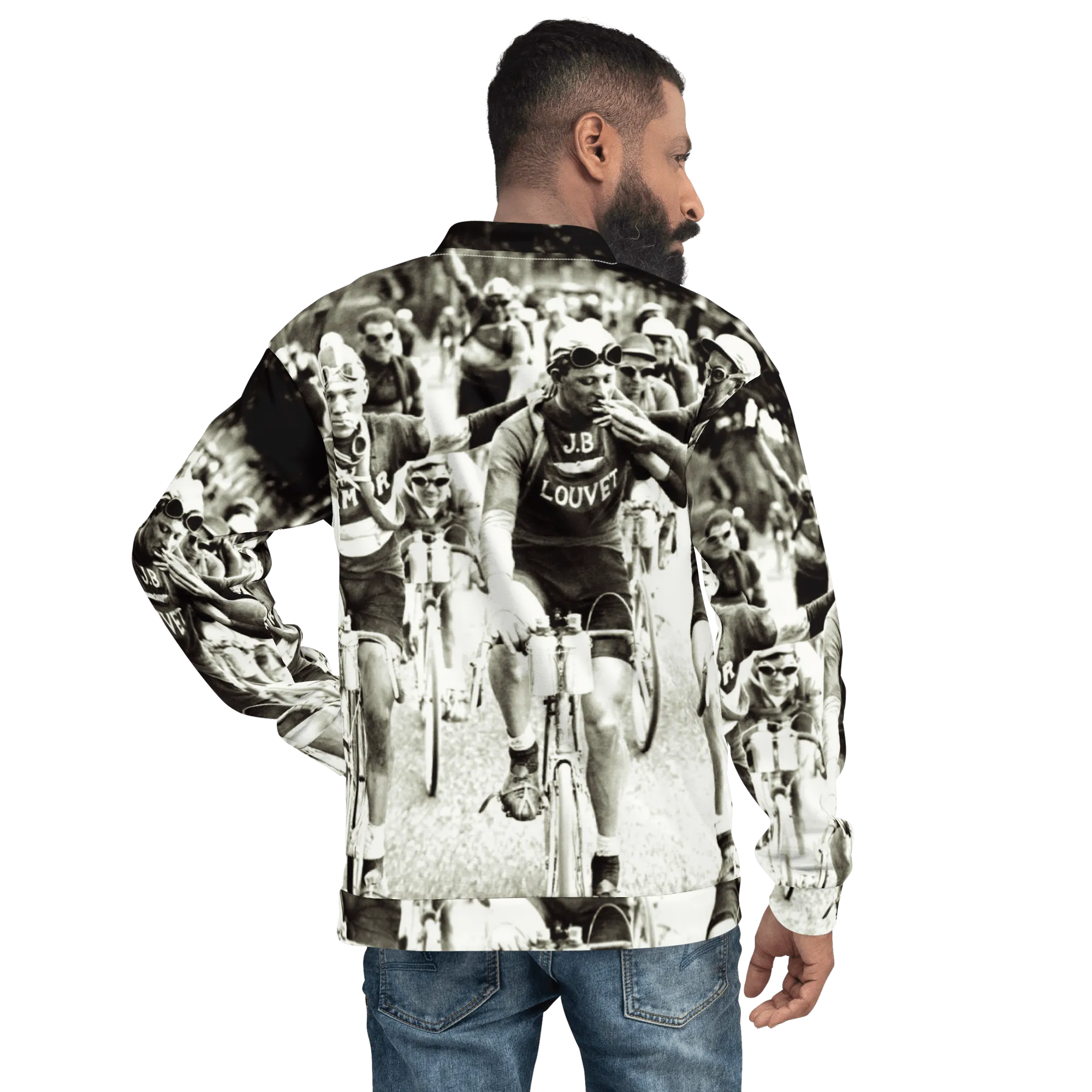 Men's Fleece Jacket - Smokers, A Tour De France Vintage Cycling Scene