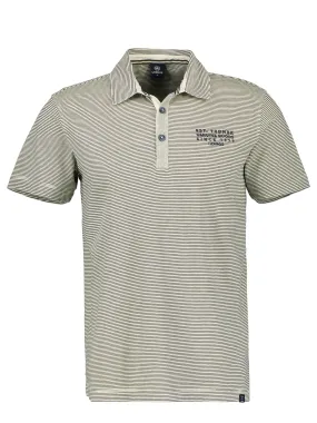 Men's Graphic Embroidered Striped Henley Top,Beige