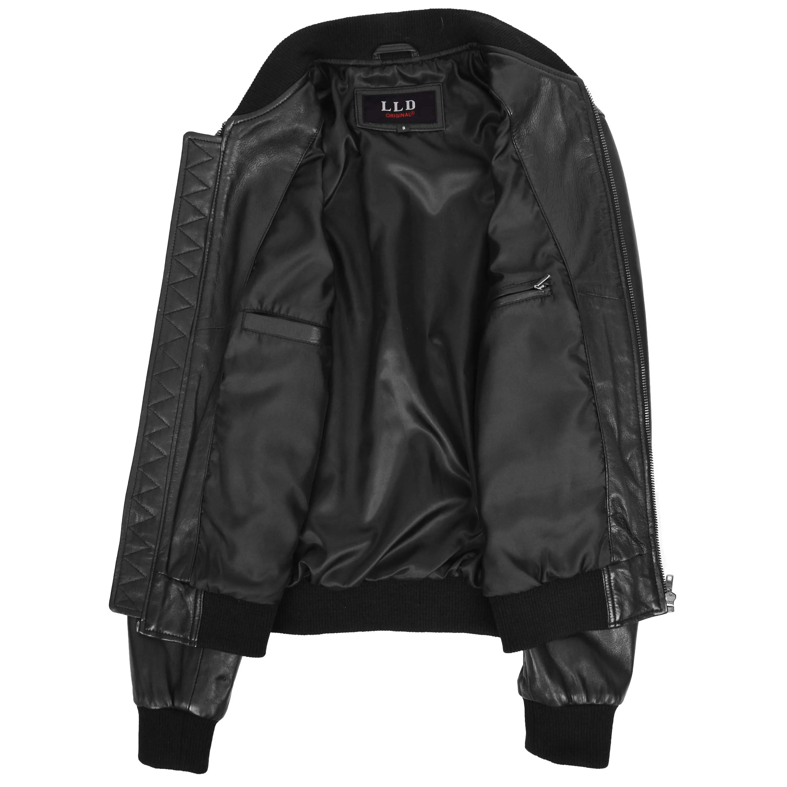 Mens Leather MA-1 Bomber Jacket Ryan Black