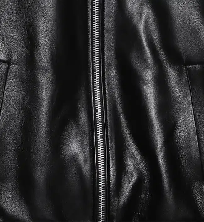 Men's Minimal Black Leather Jumper Jacket