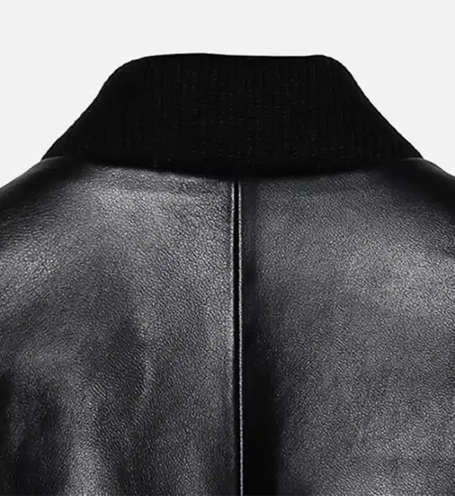 Men's Minimal Black Leather Jumper Jacket