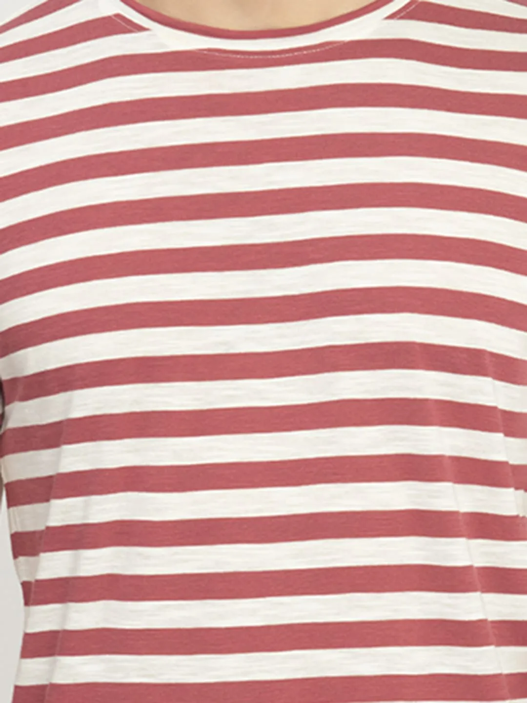 Men's Red White Striped Casual T-Shirt