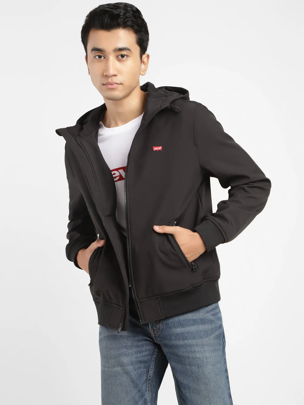 Men's Solid Hooded Bomber Jacket