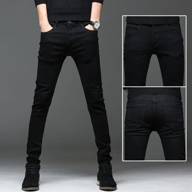 Men's Stretch Jeans Male Summer Thin Slim Straight Korean-Style Leggings Casual Fashion All-match Long Pants Skinny Jeans Men