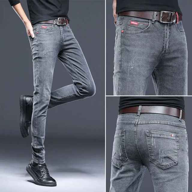 Men's Stretch Jeans Male Summer Thin Slim Straight Korean-Style Leggings Casual Fashion All-match Long Pants Skinny Jeans Men