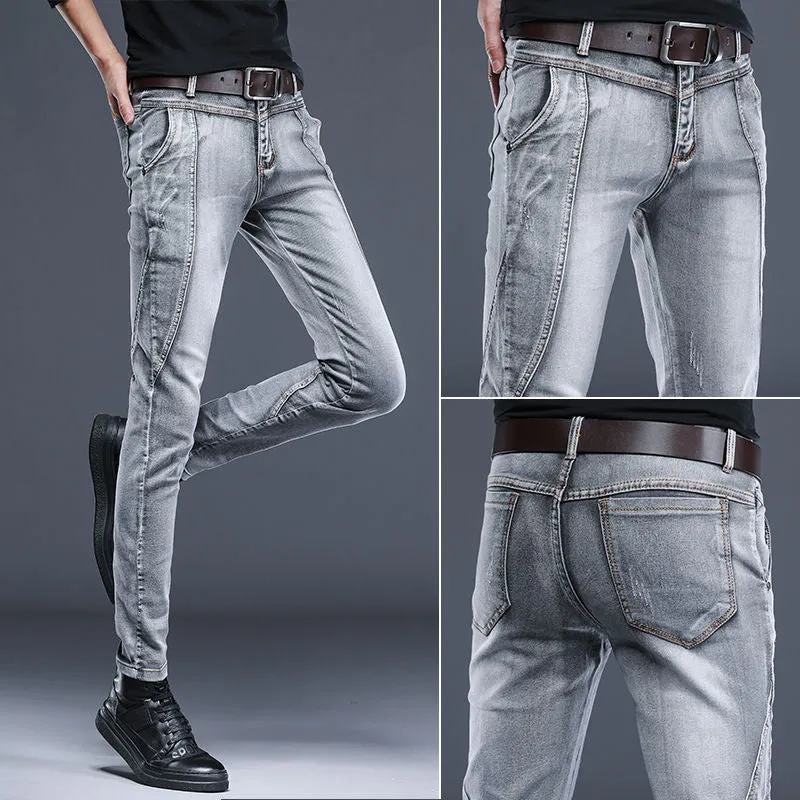 Men's Stretch Jeans Male Summer Thin Slim Straight Korean-Style Leggings Casual Fashion All-match Long Pants Skinny Jeans Men