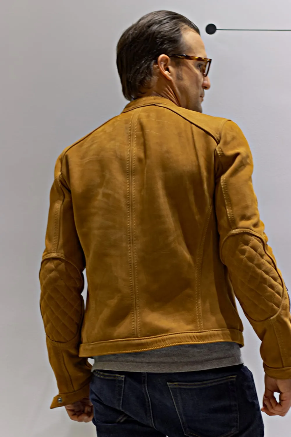 MI6 Leather Jacket - Double Cargo Pockets in Cinnamon Brown Suede