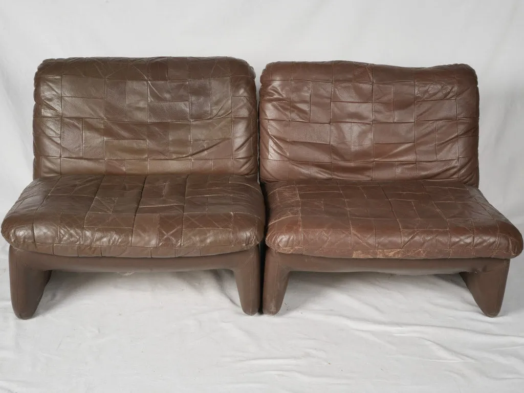 Mid-Century  Leather Four-Piece Modular Sofa