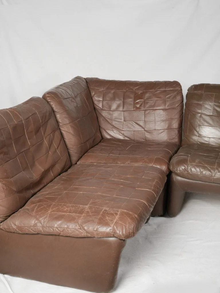 Mid-Century  Leather Four-Piece Modular Sofa