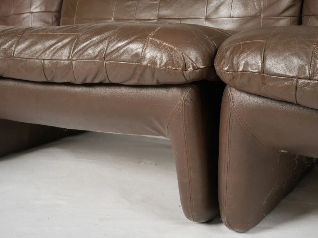 Mid-Century  Leather Four-Piece Modular Sofa