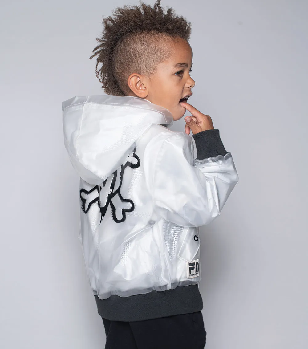 milky hooded bomber jacket