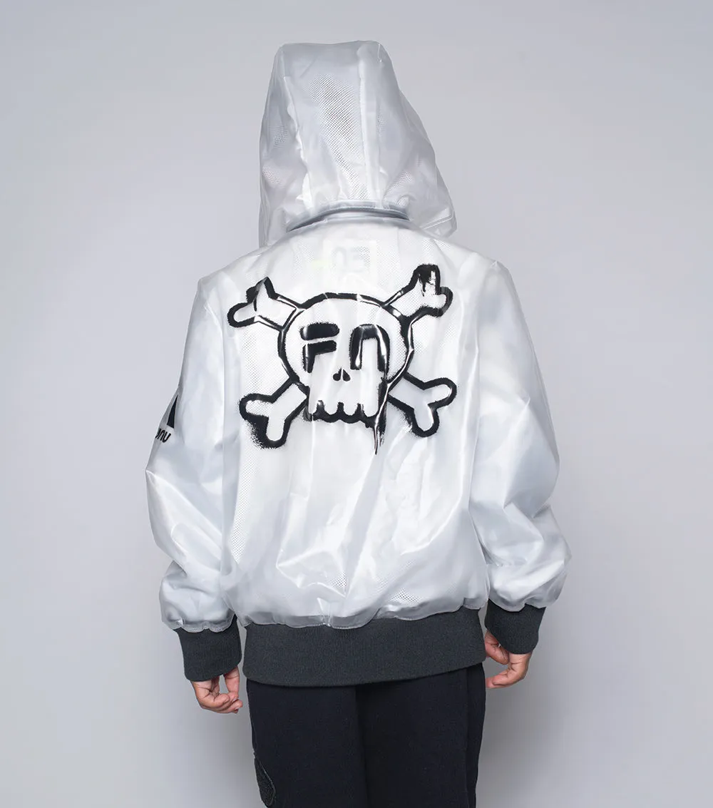 milky hooded bomber jacket