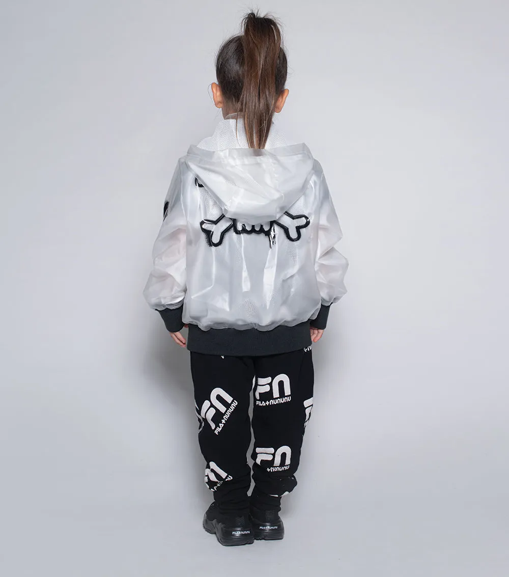 milky hooded bomber jacket