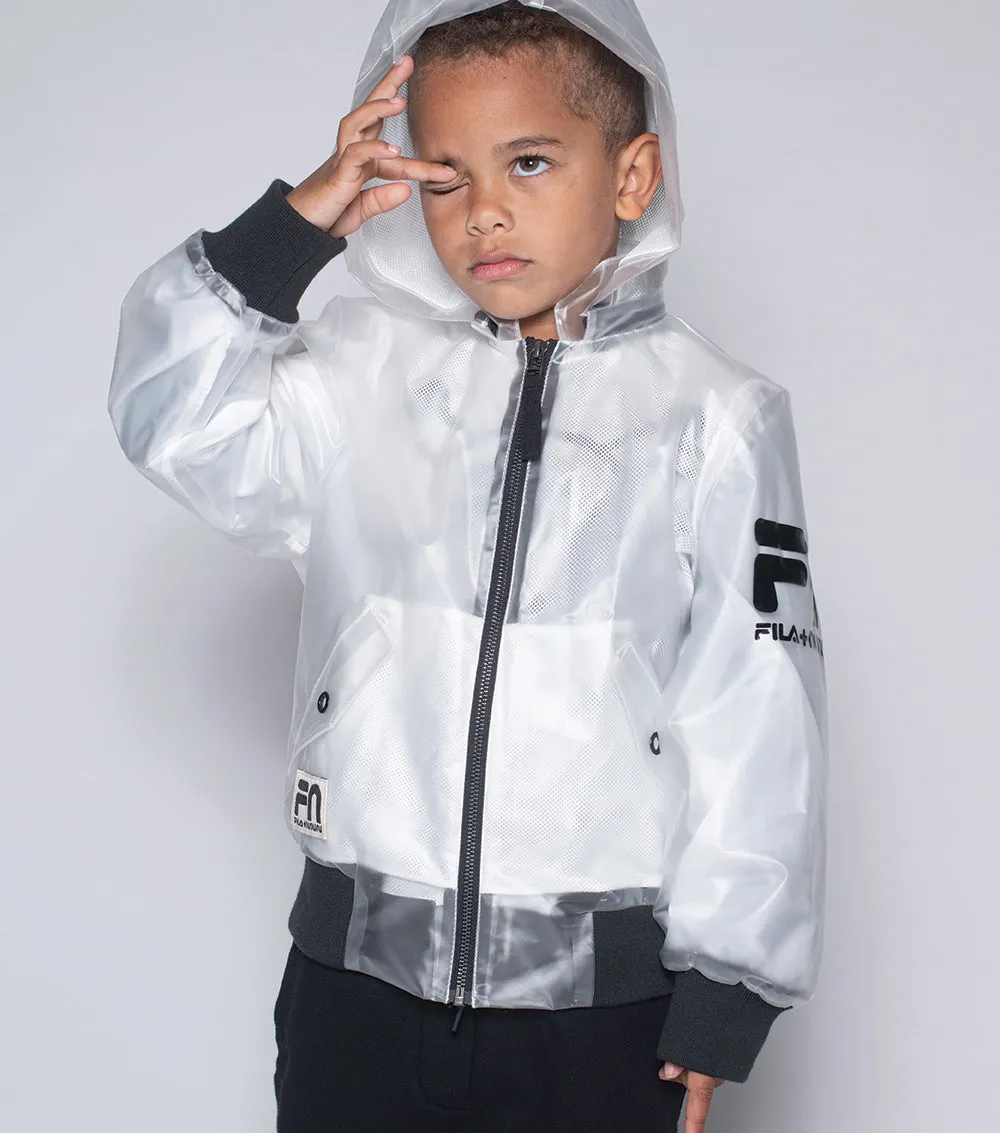 milky hooded bomber jacket