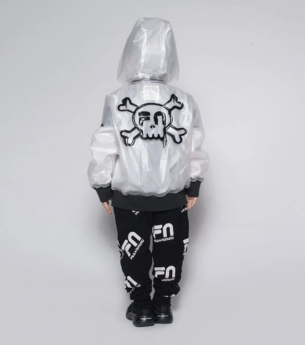 milky hooded bomber jacket