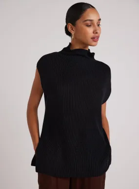 Mock Neck Sweater Tunic - Black