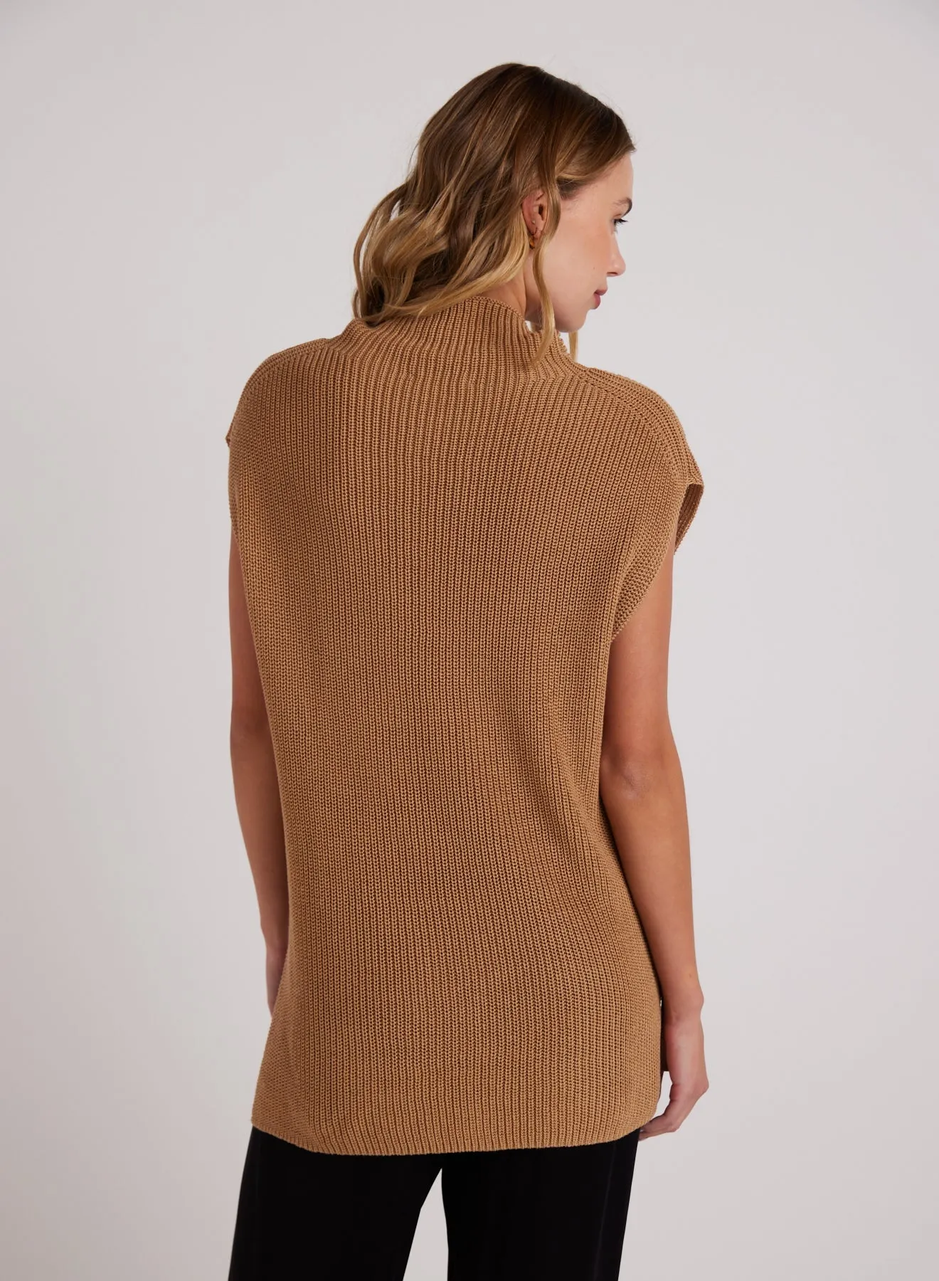 Mock Neck Sweater Tunic - Golden Camel