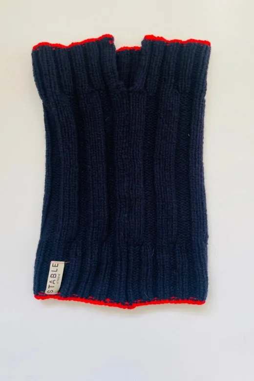 Navy Plain Knit Merino Snug with Red Trim