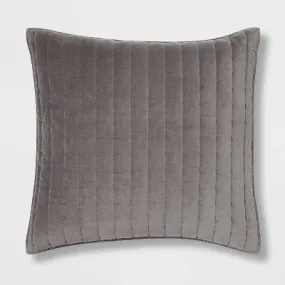 New - Euro Channel Stitch Velvet Sham Quilt Sham Charcoal - Threshold