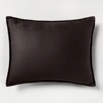 New - King Heavyweight Linen Blend Quilt Pillow Sham Washed Black - Casaluna