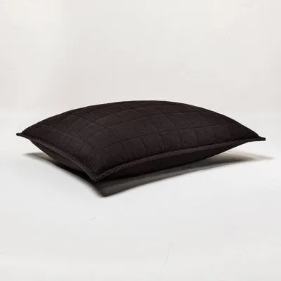 New - King Heavyweight Linen Blend Quilt Pillow Sham Washed Black - Casaluna