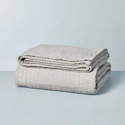 New - King Microstripe Matelassé  Coverlet Jet Gray - Hearth & Hand with Magnolia