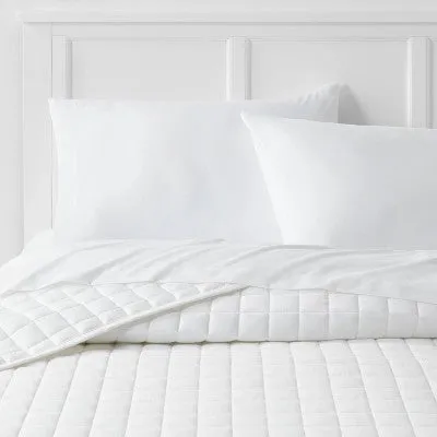 New - Room Essentials Quilt Cotton Blend Knitted Cozy Jersey Solid, White, Full/Queen