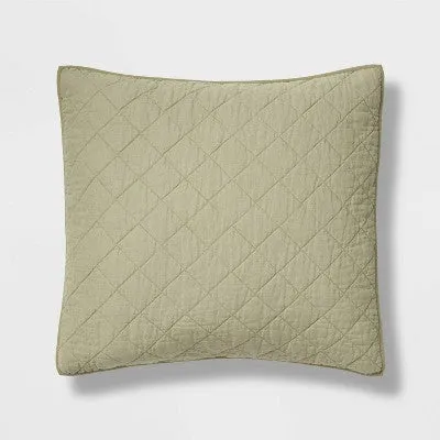 New - Threshold Pillow Sham Cotton-Linen Blend Diamond Stitch